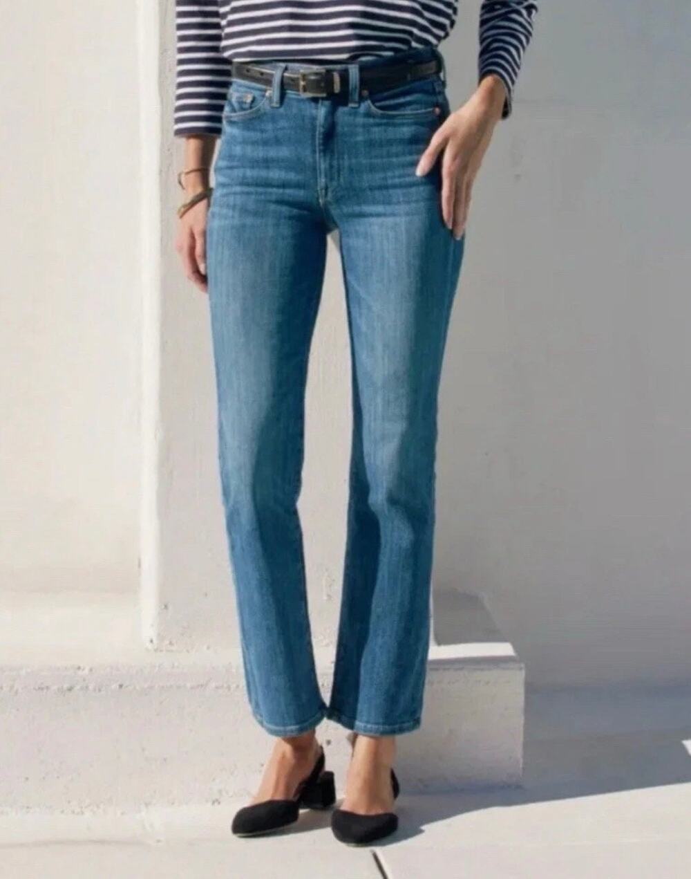 AYR Blue Medium Wash The Pop Straight Leg Ankle Length Jeans Size 24L